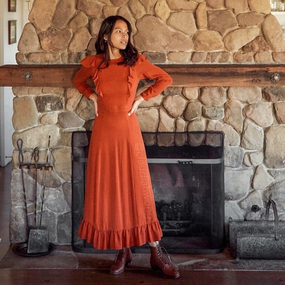 Christy Dawn Dresses & Skirts - ✨RARE✨ CHRISTY DAWN Mabel Ruffle Maxi Dress in Crinkled Rust